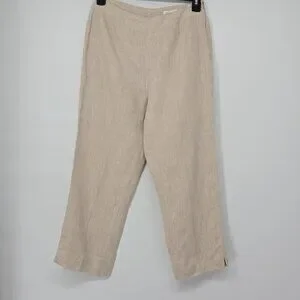 Vintage Pants & Jumpsuits David N Beige Linen Hanky Hem Pants — free download